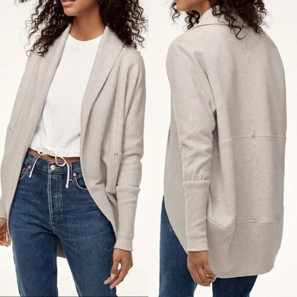 WILFRED Aritzia Diderot Open Front Oversized Stud Cardigan Sweater Gray | XXS